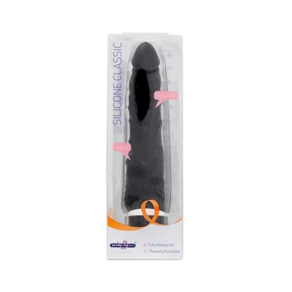 Seven Creations Tynd Silikone Klassisk Vibrator - Sort