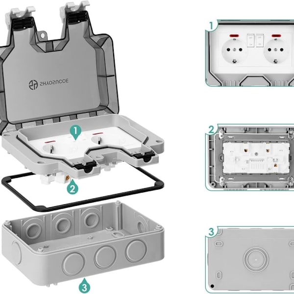 【BQ】Waterproof IP66 Outdoor Socket with Switch, Waterproof Junction Box, Double