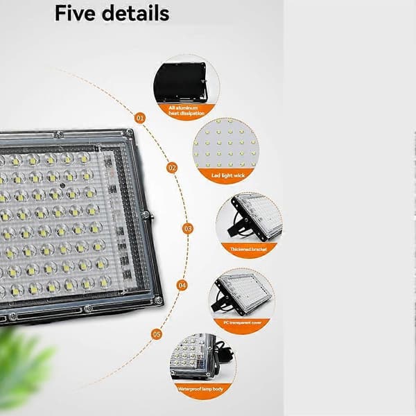 【BQ】LED-kohdevalo, ulkokohdevalo, energiatehokas helmipistekohdevalo, seinäkatuvalo, puutarhavalaistus, 6500K, 100W A