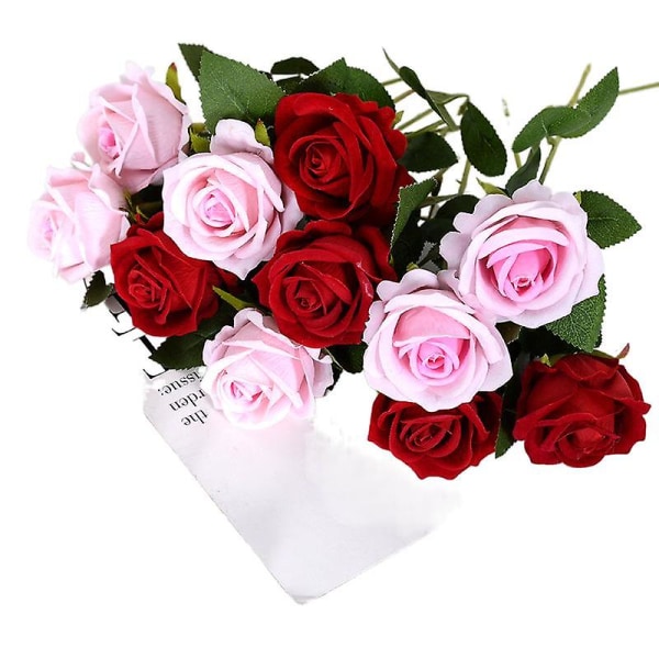 Simulering Blomma Flanell Rose Falska Blomster Dekoration Bröllop Tillbehör Konstgjord Blomster Dekoration Alla hjärtans dag present light pink