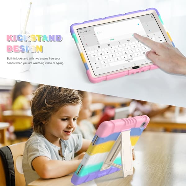 iPad 11 11th Gen / 10.9 10th Gen 2022/2025 Case with 3-Layer Protection, PC + Silicone Tablet Färgglad rosa