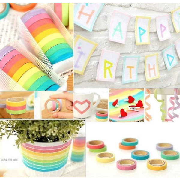 10 rullar dekorativa maskeringstejper Lim för scrapbooking Gör-det-själv-presenter