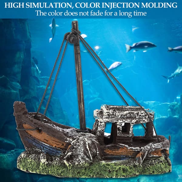 High Simulation Resin Shipwreck Aquarium Decoration
