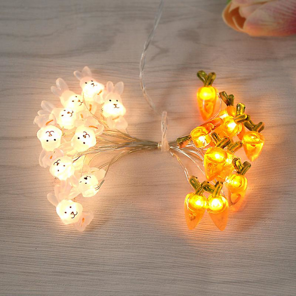 2 meter påskslingor för heminredning 20 led glödande påskhareägg Morot Fairy Light Ornament dekorationer Set6
