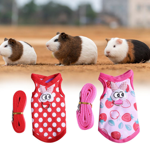 1 set Djurkläder Tredimensionellt mönster Slitstark fållan Utskrift Lättviktig Soft Touch Håll varm tyg Kanin Hamster Väst Sele Med koppel För Yellow M