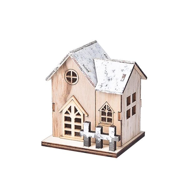 Christmas LED Light Wooden House Luminous Cabin Decoration for Home Christmas Tree (Style 1)