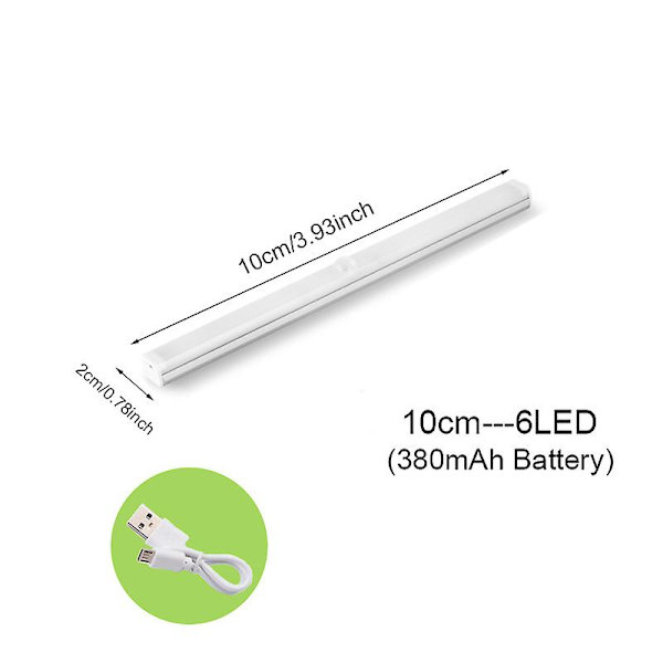 Nattljus Led-ljus Under skåpljus Rörelsesensor Garderobsljusskåp USB Uppladdningsbar köksbelysningslampa Warm White 3000K Cuboid 10cm