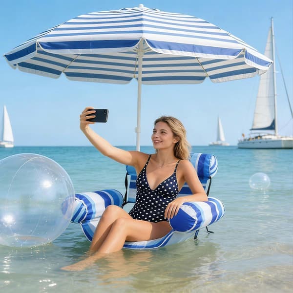 【BQ】Uppblåsbar poolflottörstol Solstol för strand, sjö, flod, fest, semester, helg, utomhus
