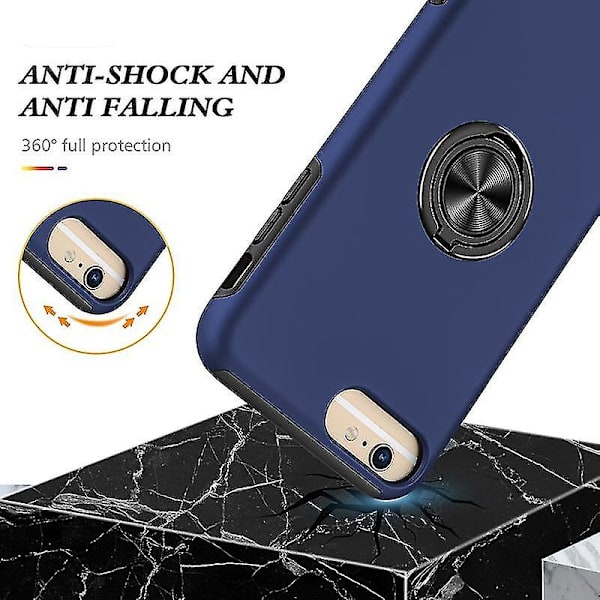 Magnetisk ring Kickstand Stötsäkert phone case för Iphone 6 Plus (svart) Blue