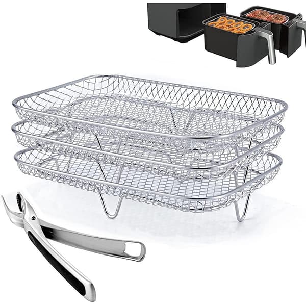 Dobbelt Airfryer Stativ Kompatibel Ninja Multi-lags Dehydrator Stativer 304 Rustfrit Stål Airfryer Stativ Tilbehør