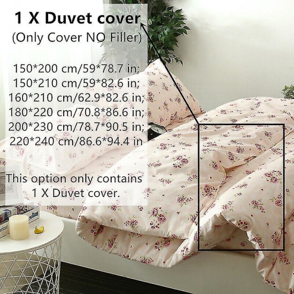 Bomull Sängkläder Set Örngott Lakan Påslakan Quilt Cover Blommig lantlig stil 180X220cm(duvet cover)