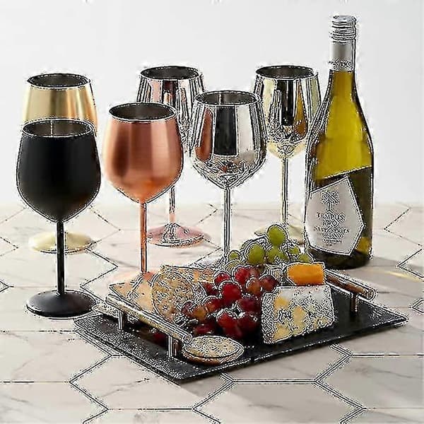 4 guldfärgade vinglas, 540 ml - set med splittersäkra glas i matt rostfritt stål och presentask - JA