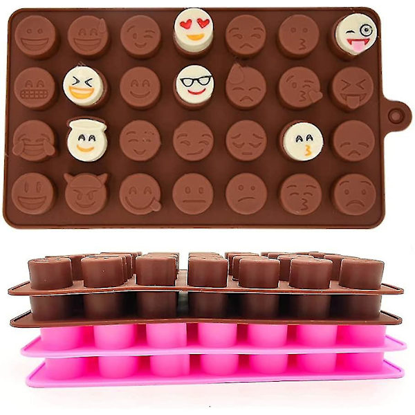 Søt Smiley Face Sjokolade Godteri Silikonformer, Gjenbrukbare Expression Isbitbrett Silikonform for baking-2 pakker