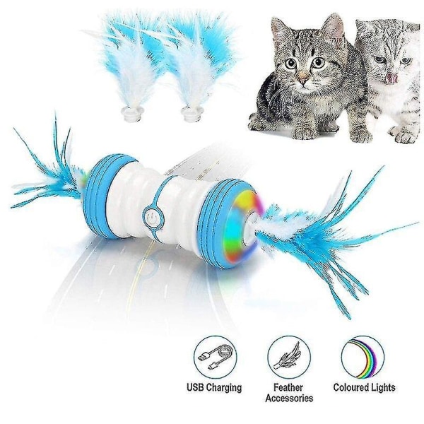 Hhcx-oppladbare batterier Funny Fidget Cat Toys Interactive Automatic Pet Teaser Ball Toy (blå)