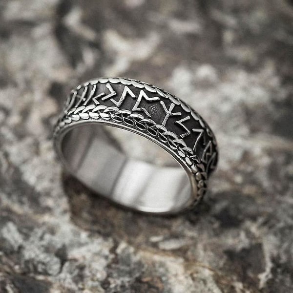 Vintage Herr Rostfritt Stål Nordic Odin Rune Ringar Nordic Scandinavian Viking Celtic Knot Rings Vintage Amulett Smycken Presenter 8 Silver 8 Silver