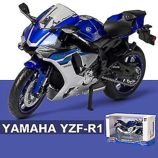 Hhcx-1:12 Yamah Yzf R1 Alloy Racing Sports Motorcycle Simulation Diecast Metal Cross-country Motorcycle Model Collection Kid Toy Gift Blue Retail box