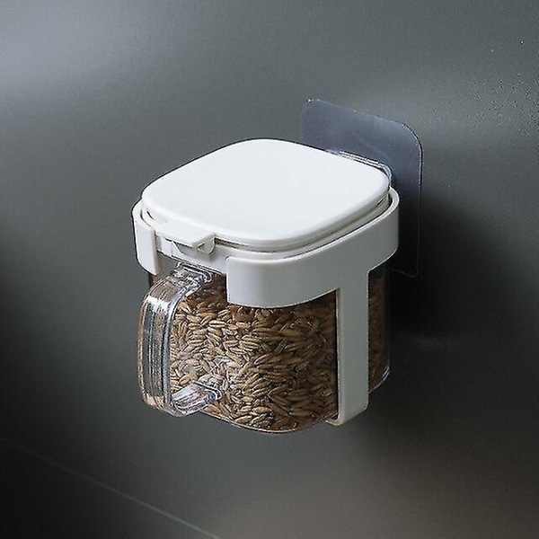Seinätyylinen maustelaatikko keittiötarvikkeet cover suolapurkki CAN kotitalouksien lusikan säilytyslaatikko keittiötarvikkeet White