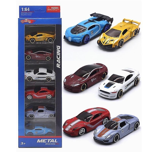 Hhcx-6pcs/set 1:64 Diecast Alloy Sports Toy Car Model Christmas Decorations Mini Kids Sliding Car Set Multi-style Gift For Children B Set Meal