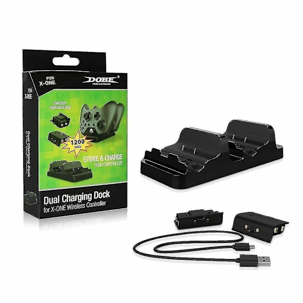 Dubbla laddningsdockningskontroller Laddare +2 X uppladdningsbara batterier för Xbox One