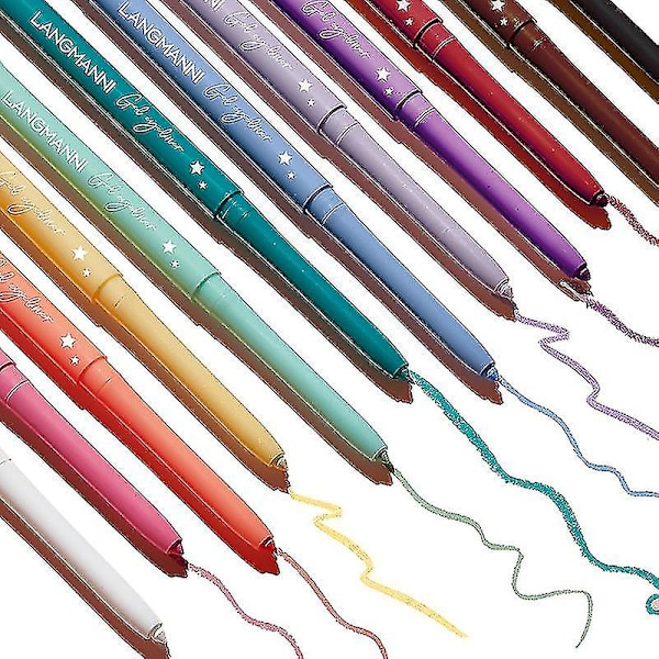 12 färger Eyeliner Set Matt Eyeliner Penna Vattentät Colorful Liquid Eyeliner Kit