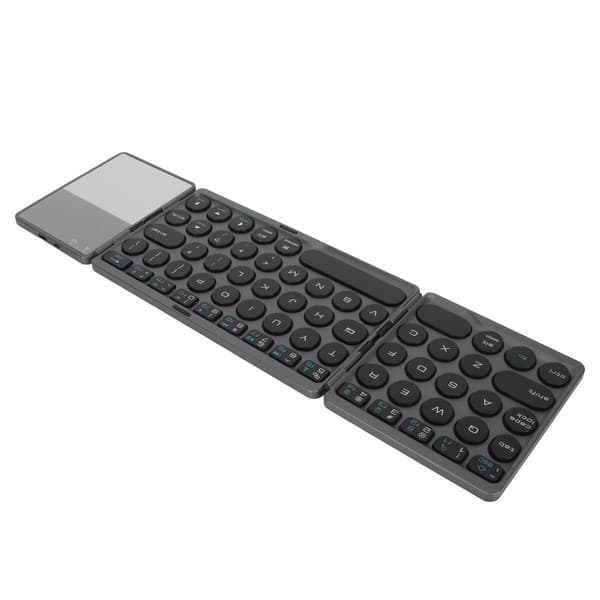 Rund Nøgle Bluetooth Foldbart Tastatur med Touchpad Universal 140mAh Trådløst 64 Nøgle Foldbart Tastatur Sort