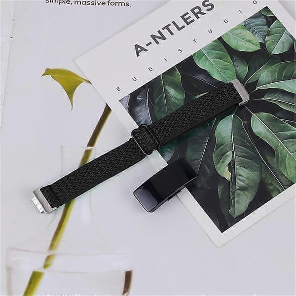 【BQ】Kompatibelt bølget vævet nylonrem til Fitbit Inspire 3 - Erstatningsrem Black