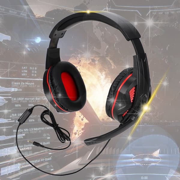 3,5 mm kablet gaming-headset med mikrofon til PS4 sort rød
