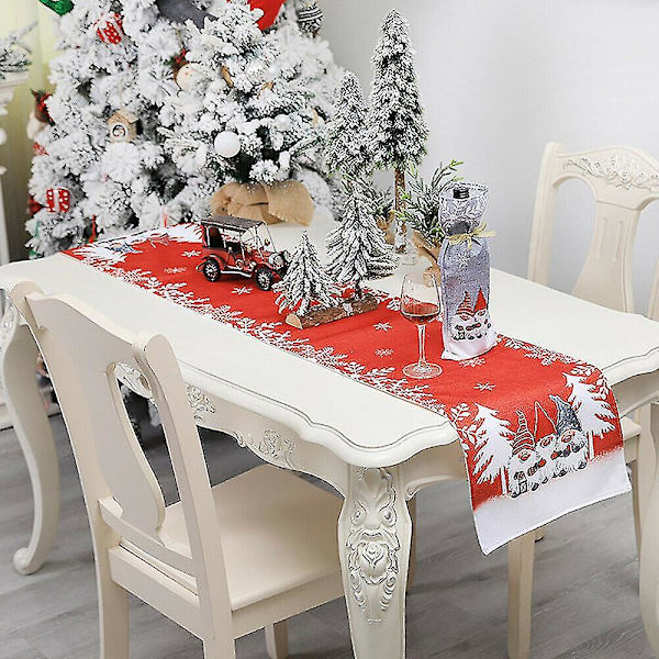 Julenisse Dværg Dug Linneddug Borddæksel Xmas Decor Red