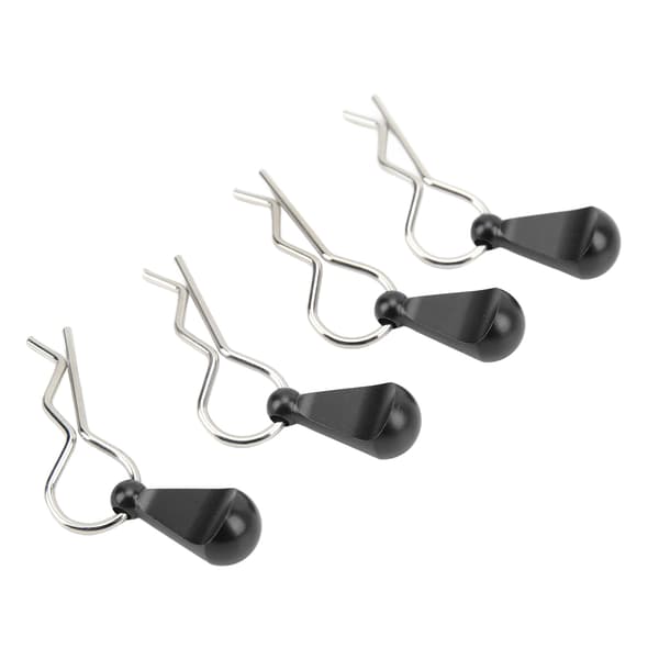 4 stk. RC Karosseri Klips Stift Rustfrit Stål R-Form Universal til 1/8 1/10 Fjernstyret Bil Sort