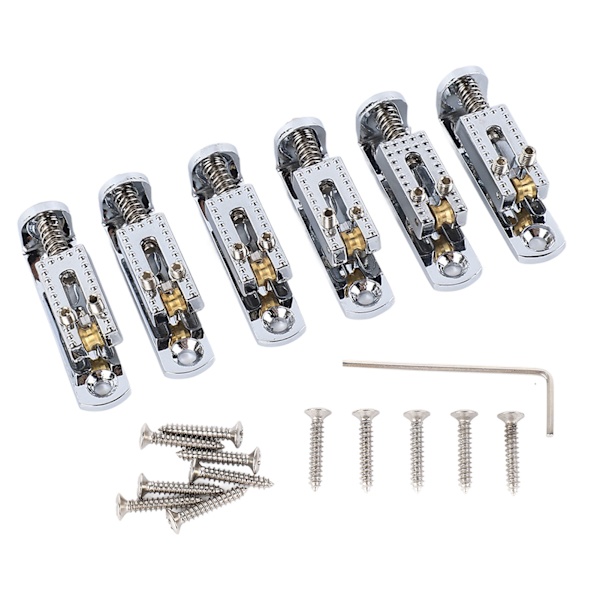 Elektrisk Gitarr Delad Stall Sadel Rullkula Strängplatta Metall Tailpiece Silver