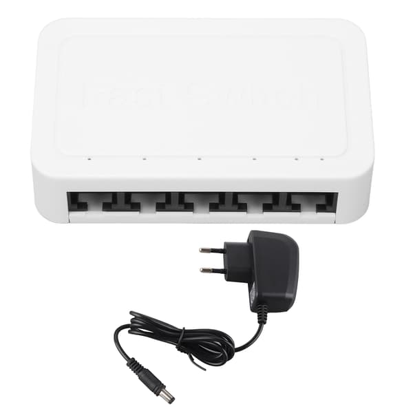 5 Port Ethernet Switch 10/100Mbps RJ45-porter 4KV Lynbeskyttelse Rask Ethernet Switch Desktop Ethernet Splitter 100‑240V EU-plugg