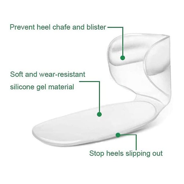Sett med 14 klare pu silikonhælgrep Innleggssåler med høye hæler