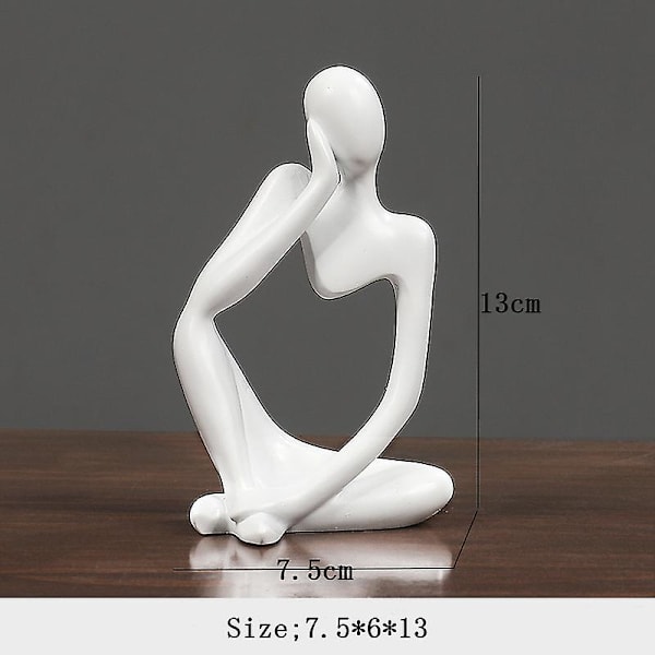 Sindax Thinker Skulpturer Figurer Abstrakt figur Skulptur Figur Resin Håndlavet statue Hjem dekoration Desktop Ornamenter white       A