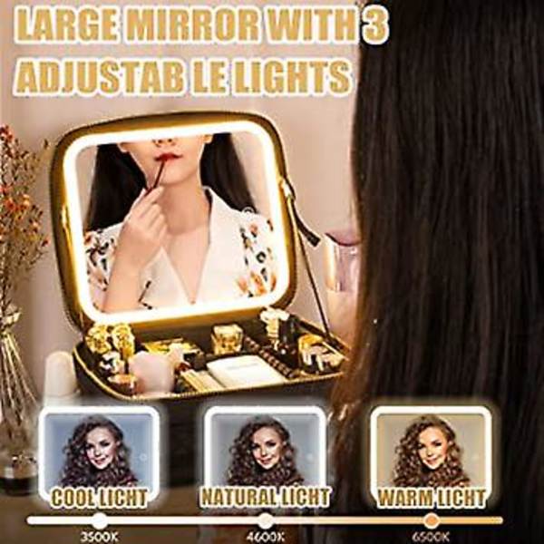 Led Light Up Mirror Kannettava case Organizer Meikkisiveltimen tarvikkeet