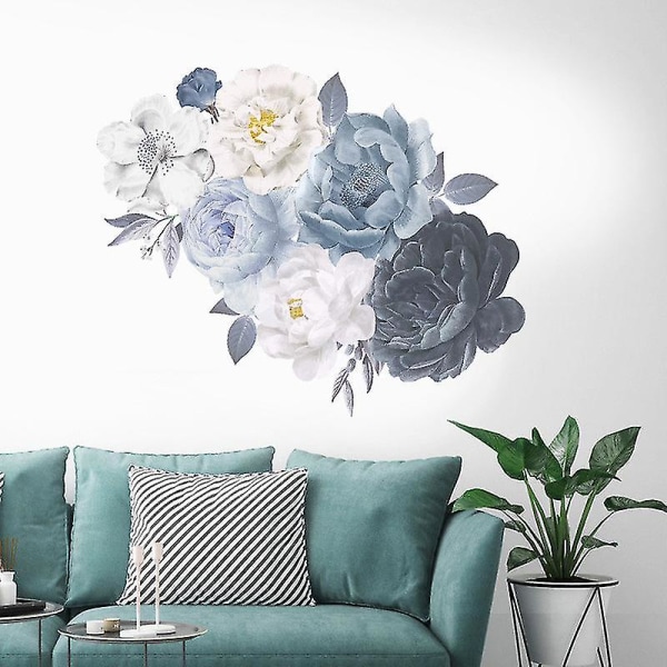 Peony Rose Blomster Wall Sticker Art Nursery Decals Kids Room Home Decor Gift Gray