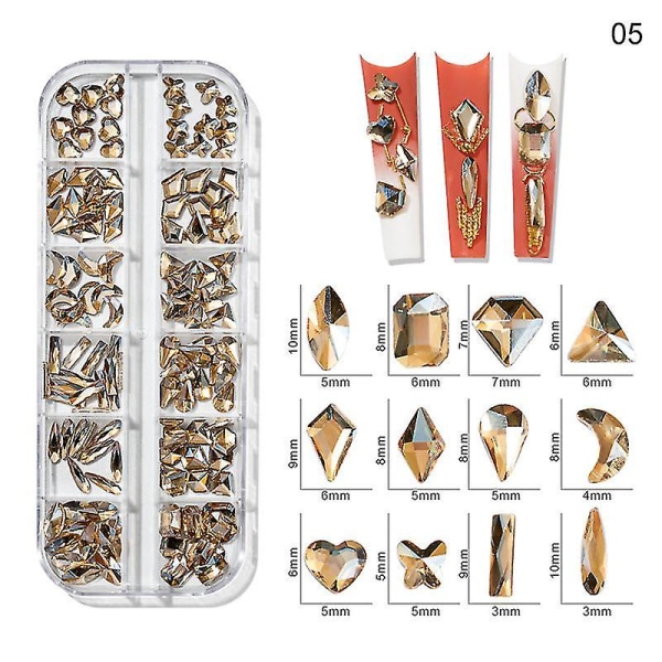 3d Glitter Nail Art Ab/farverig Hotfix Rhinestones Flatback Crystal Diamond Gems Multi Size12 Gird Style 17