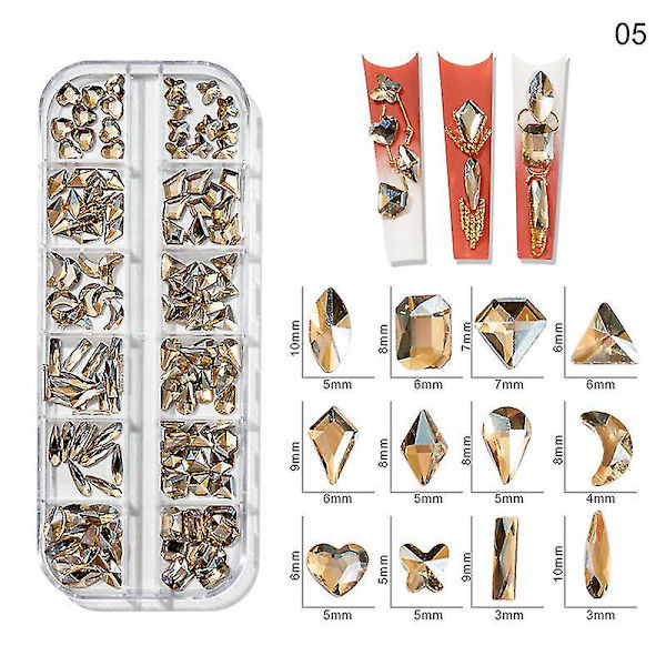 3d Glitter Nail Art Ab/farverig Hotfix Rhinestones Flatback Crystal Diamond Gems Multi Size12 Gird Style 17