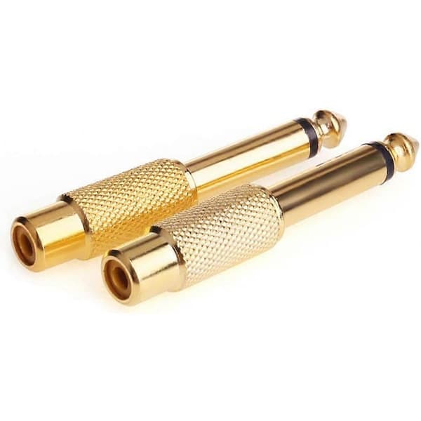 24 stk. RCA-hun 6,5 mm til 6,35 mm monostik lydstik monostik han til RCA-hun stik Gold