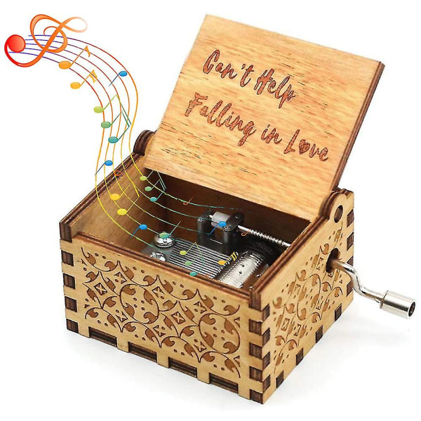 Trä musikdosor, lasergraverad vintage trä Sunshine Musical Box
