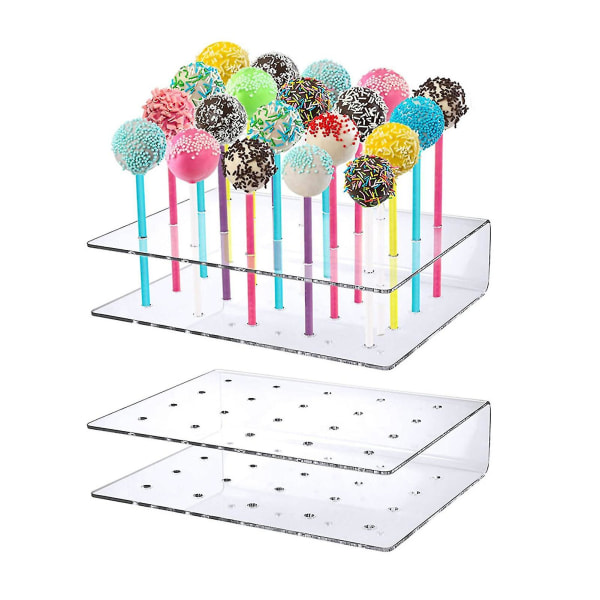 2 stk/sett Pop Holder Kreativ Slitesterk Dobbel Layer Design Akryl 20 hull Cake Pop stativ stativ for fest