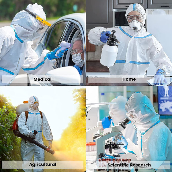 Disposable Protective Coverall Hazmat Suit, Heavy Duty Painters Coveralls Hazardous Material Suits White blue-SMS material XXL
