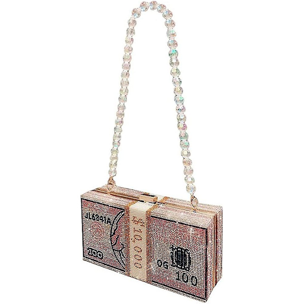 Aftentaske til kvinder Crystal Money Bag Clutch Dollar Bill Pung