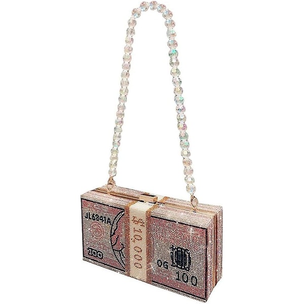 Naisten iltalaukku Crystal Money Bag Clutch Dollar Bill Kukkaro