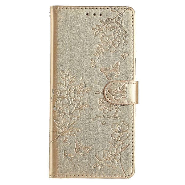 Blomstret lærfutteral til Xiaomi Redmi Note 13 5G lommebokfutteral Multicolor Gold