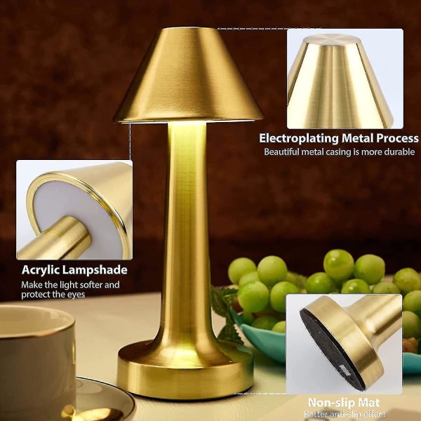 Touch Sensor Bar Opladningsbar bordslampor (gyllen) Gold B