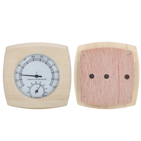 Termometer hygrometer i trä för bastutillbehör