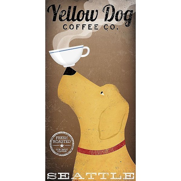 Gul hundkaffe Co Seattle affisch 10 x 20