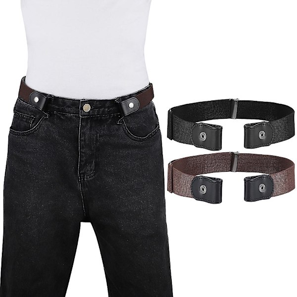 Elastiskt osynligt bälte vävt tyg Spårlöst unisex midjebälte Fashionabla Jean-bälte Dropshipping brown