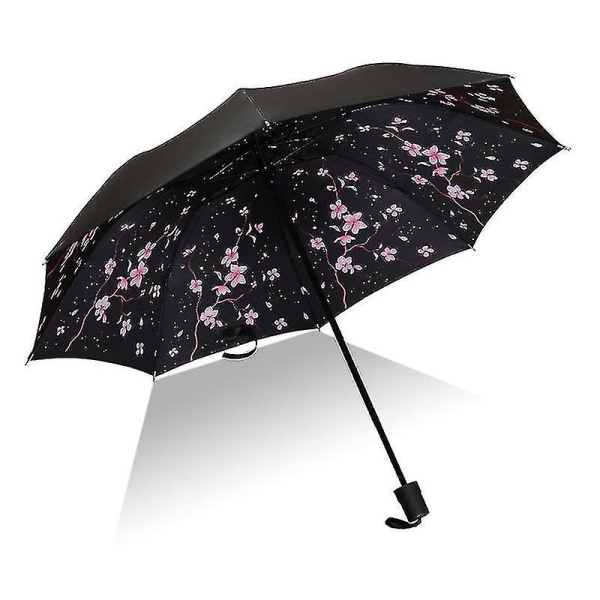 Blommigt Regn Sol Vikbart Paraply Vindtätt Anti Uv Kompakt Parasoll Light Cherry Blossom Flower