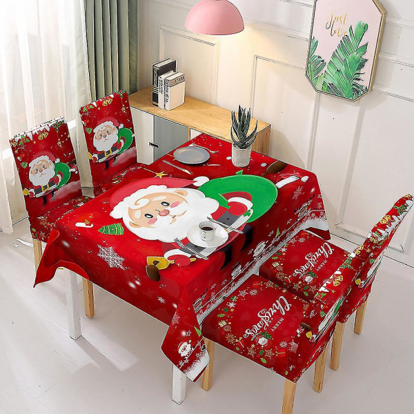 Hyvää uutta vuotta Joulua Pöytäliina Tuolinpäällinen Cover Pöytäliina 140X210cm Punainen joulupukki Tablecloth 140X210cm Red santa claus